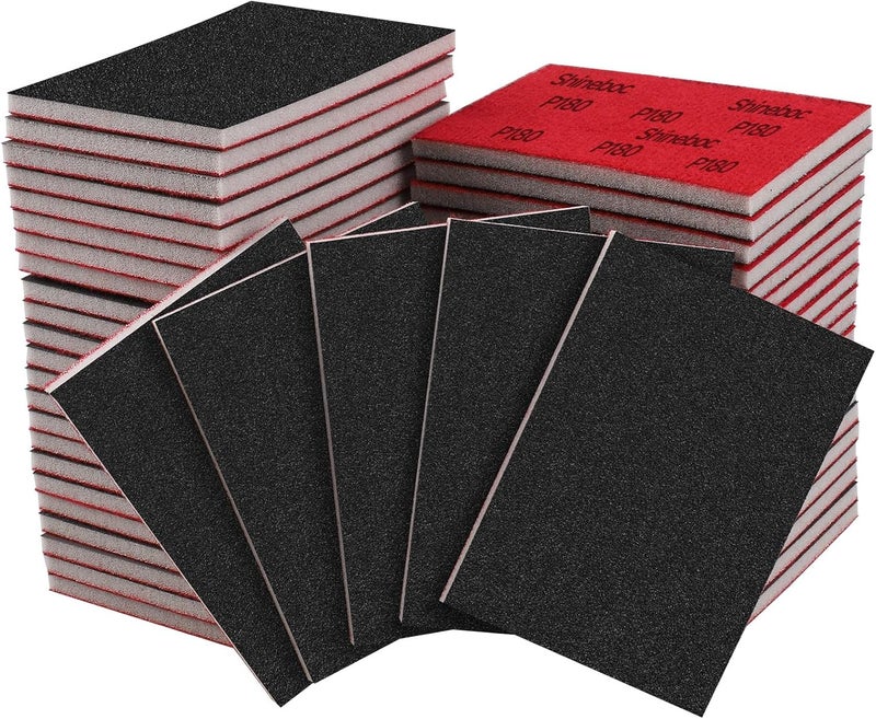 Shineboc 20 Pcs 3 x 4 Inch 180 Grit Sanding Sponge Set, Ultra Fine Sanding Sponges Pads, Soft Foam Hand Sander Block Wet Dry Sandpaper for Model Drywall Metal Wood Furniture Polishing - Image 1